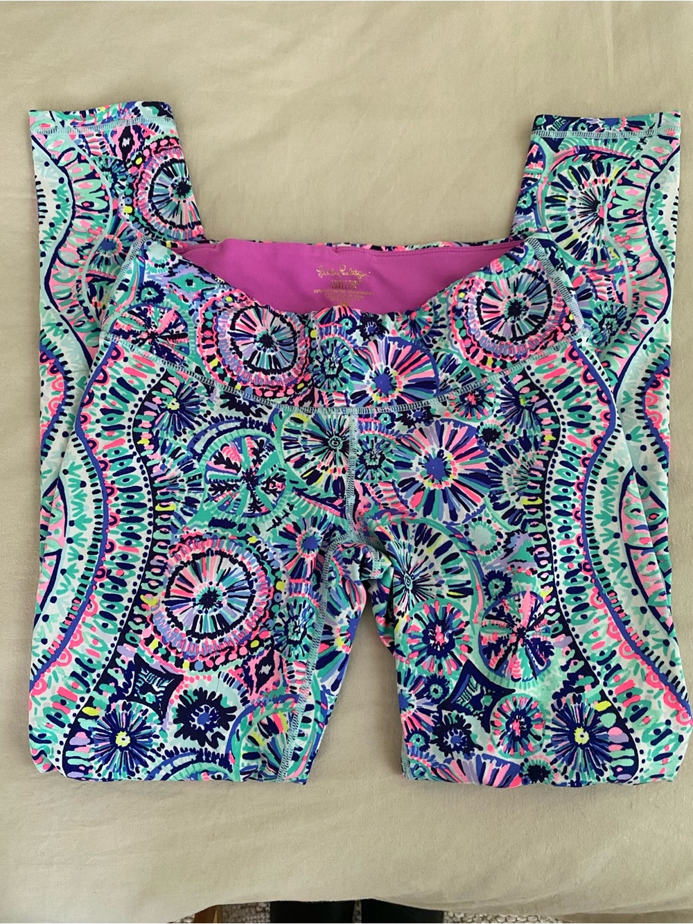 Lilly Pulitzer Neon Floral Swim Top in Hot Pink and Teal
